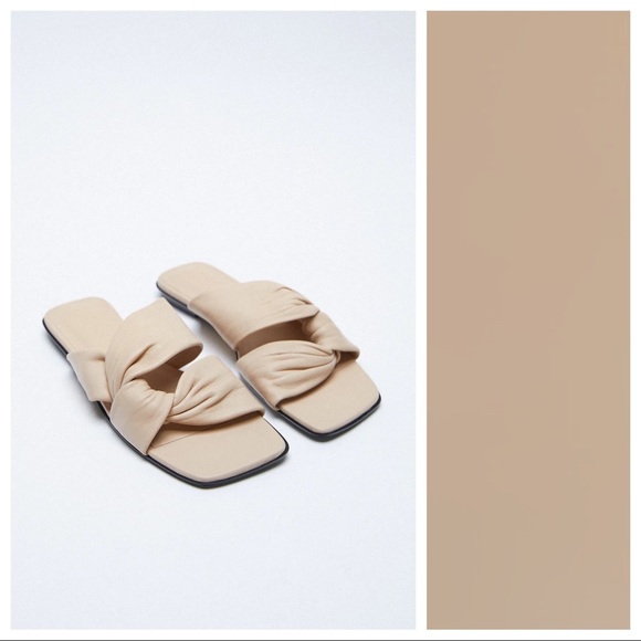 NWT. Zara Low Heeled Leather Sandal. Size 9. - Picture 2 of 6